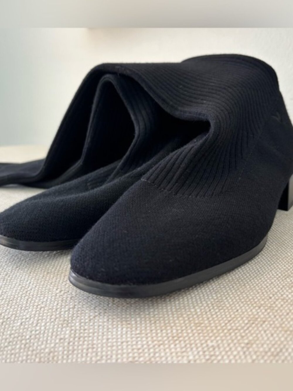 Vivaia Tara Pro Knee-Sock Boots 39.5 • Black Square Toe • Water Repellent Wool - Picture 5 of 5